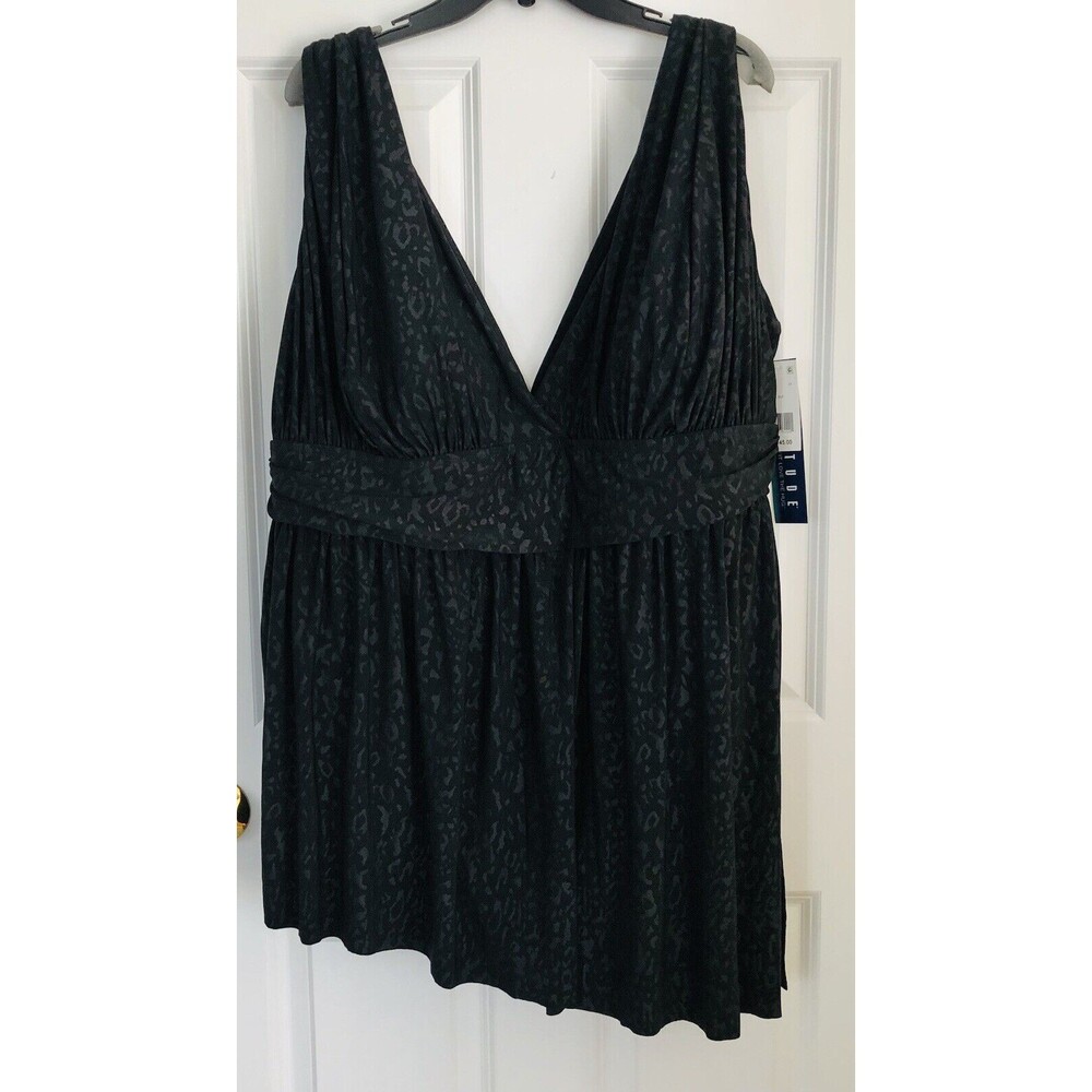 Longitude Women's Swim Dress Size24 Black Tummy Control Soft Cup Bra Long Torso - Picture 1 of 6